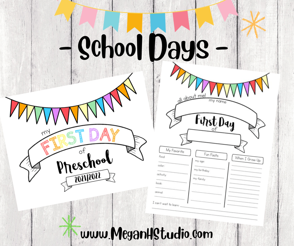 free first day of school printables