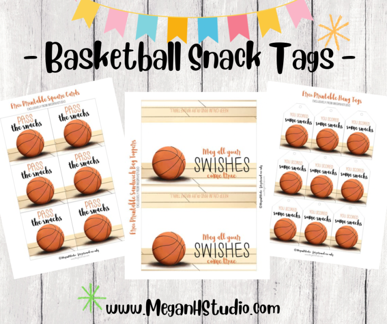 basketball themed snack tag printables