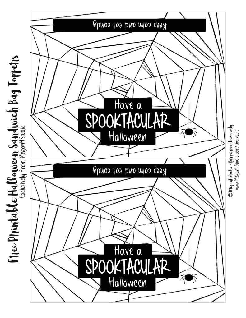 Bag topper black and white halloween printable treat tags, free printable halloween treat ideas DIY