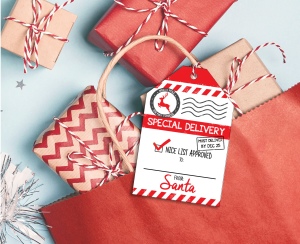 From Santa holiday gift tag labels