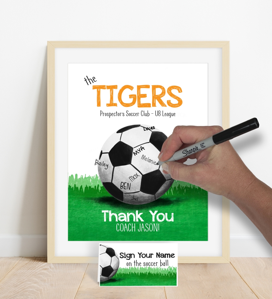 signature soccer ball poster coaches gift end of season
