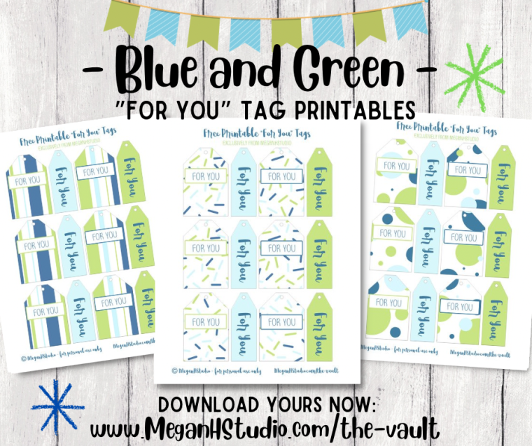 blue and green printable gift tags