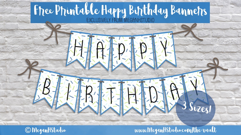 Happy birthday banner download blue