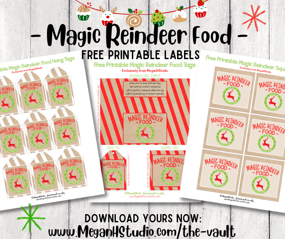 65 Mini Magic Reindeer Food Labels Stickers Christmas Design 