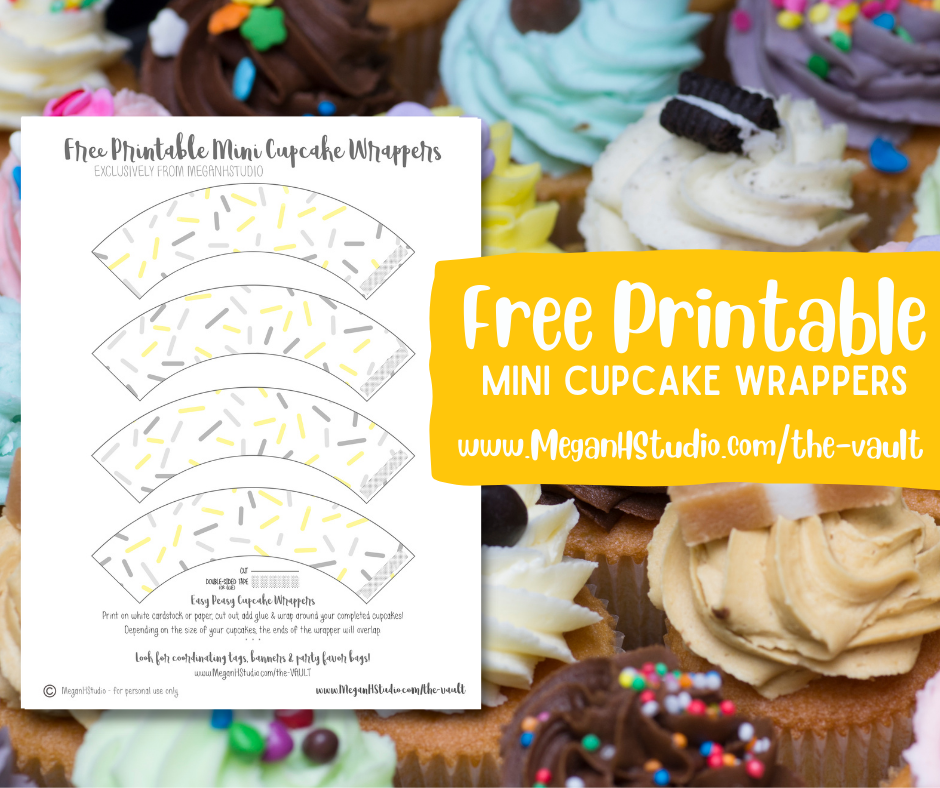 Neutral baby sprinkle shower mini cupcake wrapper printables