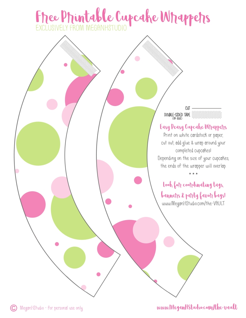 girls baby shower free cupcake wrapper printables