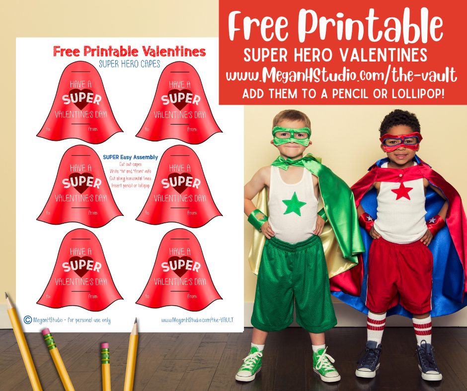printable valentines for boys super hero capes