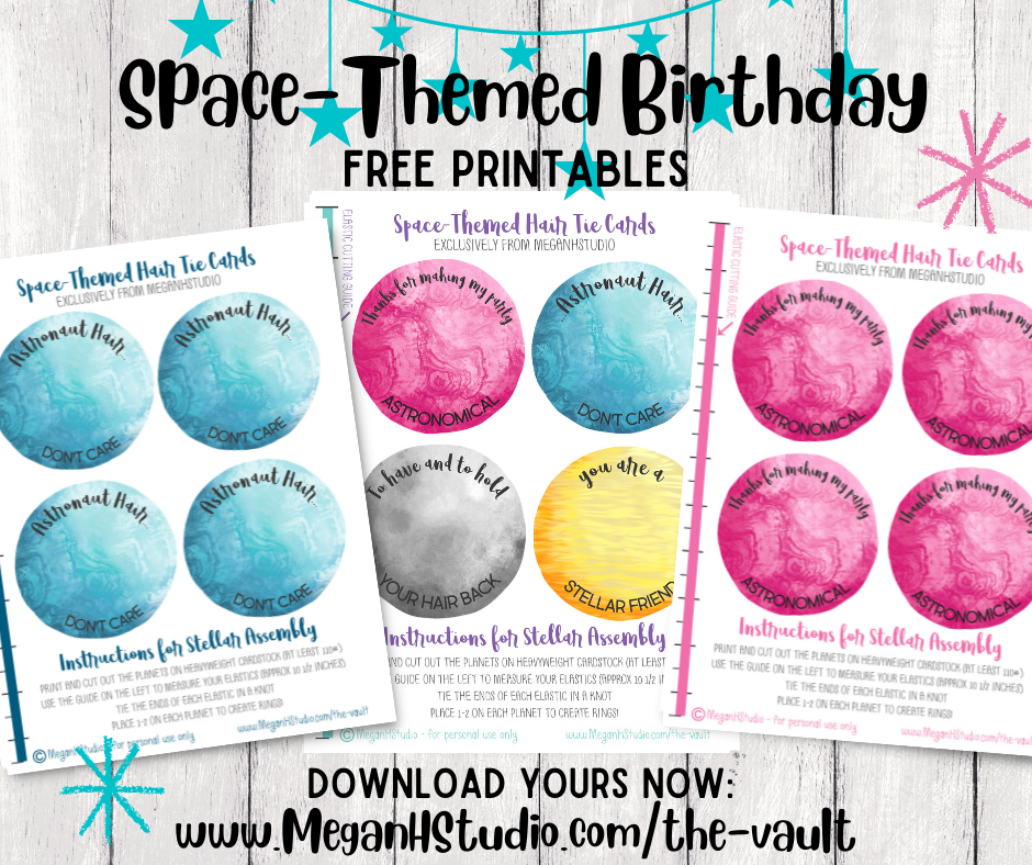 space themed birthday party printables
