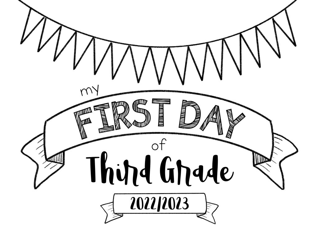 first day of 3rd grade free printable school photo signs, PTA ideas for first day of school activities, third grade art project