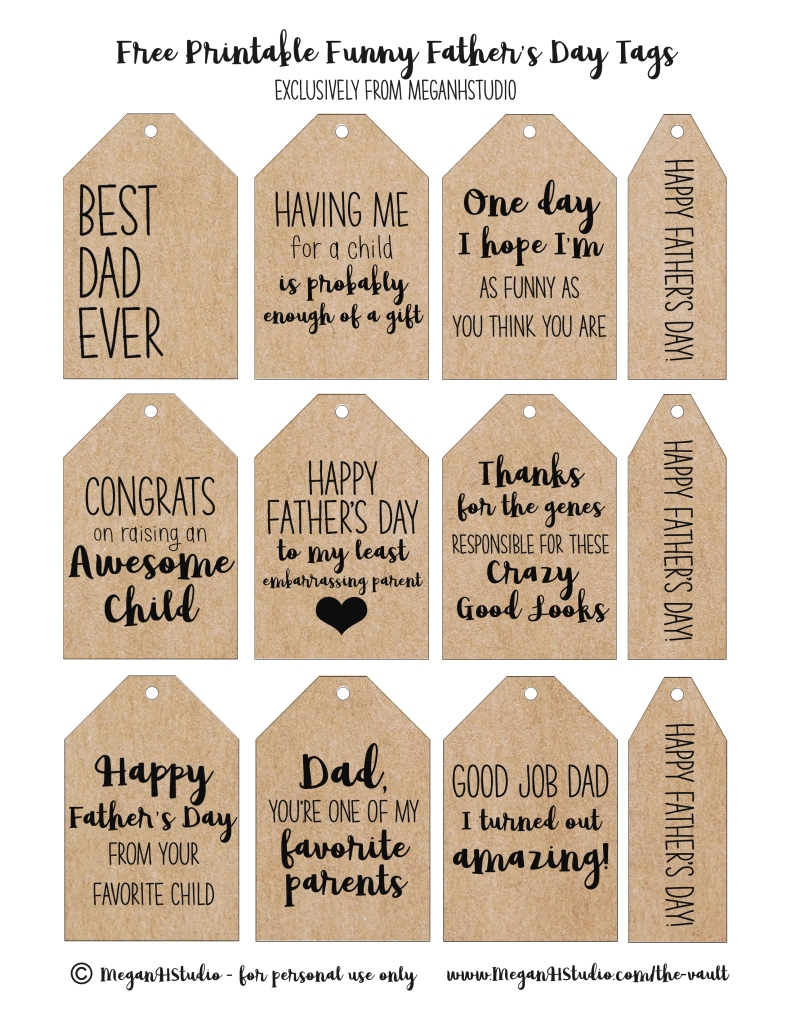 funny father's day gift ideas, free printable funny father's day gift tags, meganhstudio