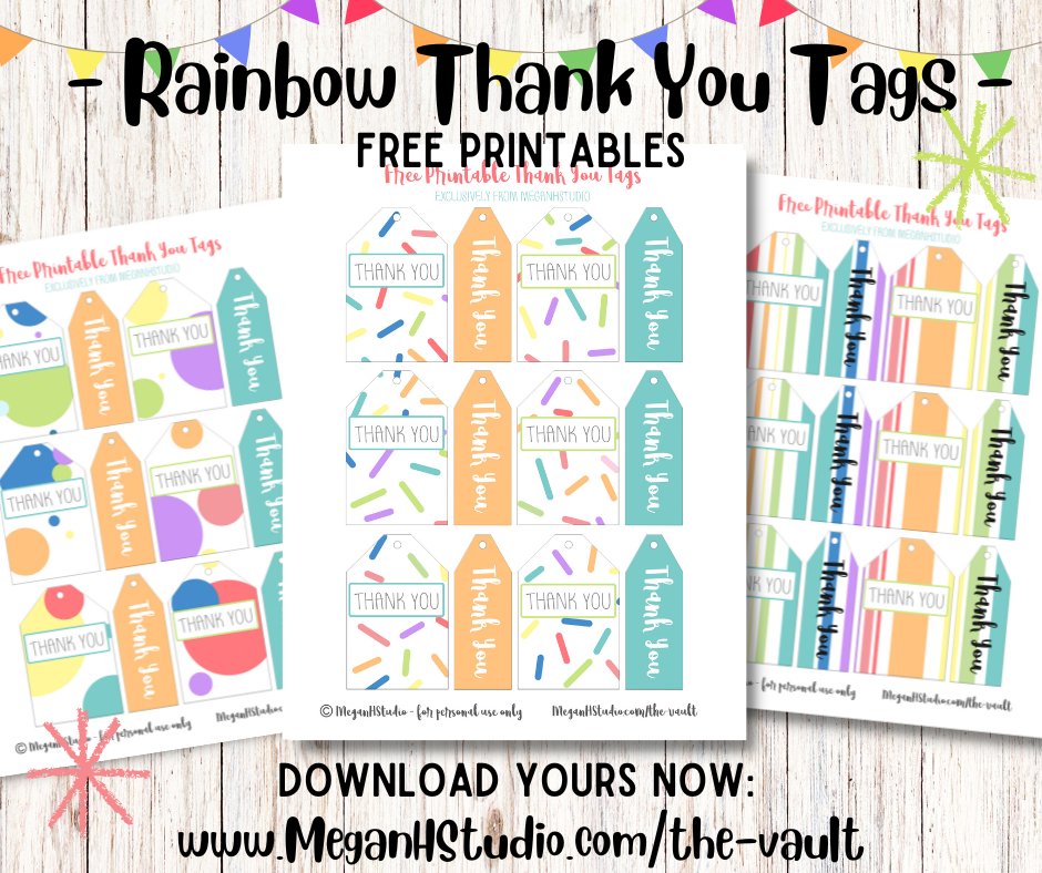 party printables, thank you party favor tags free printables