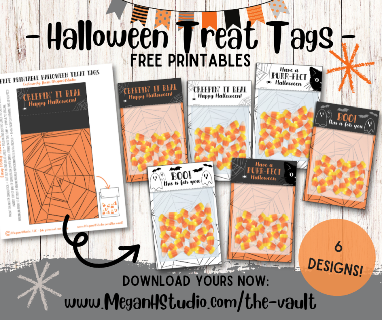 DIY halloween treat tags free printable candy bar wrappers fold over traet tags