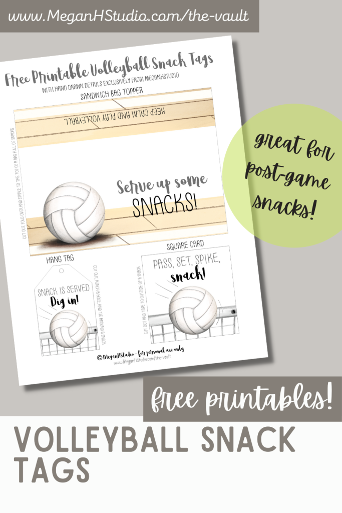 free volleyball tag templates for postgame snacks, snack is served dig in
