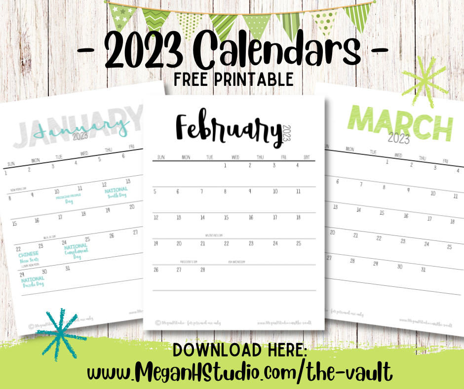 free printable 2023 calendars